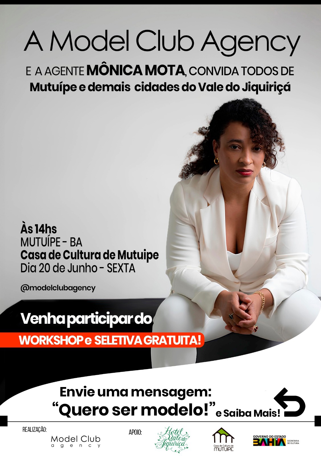 Mutuípe recebe seletiva de modelos com a agente internacional Mônica Mota