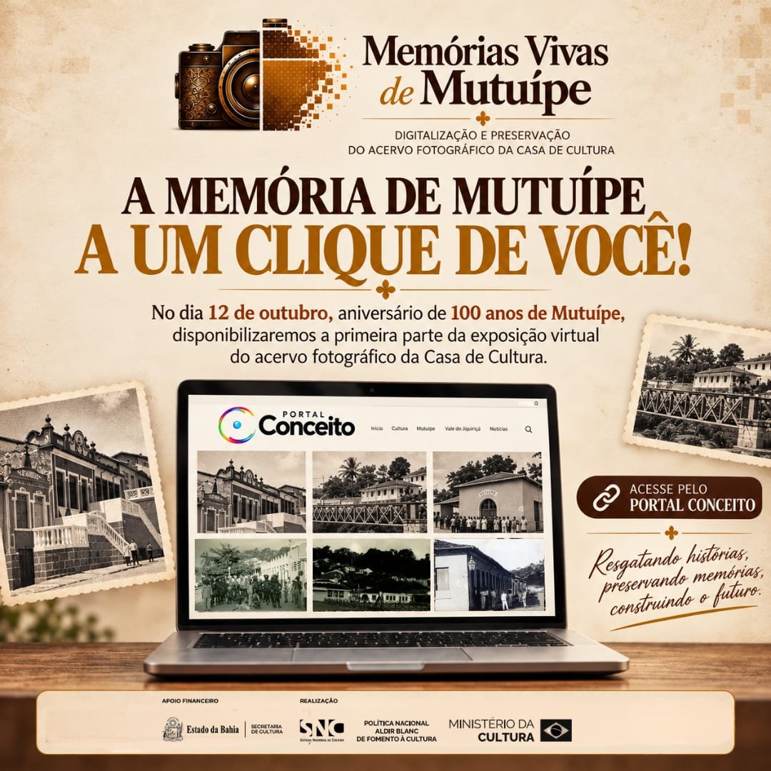 Projeto Memórias Vivas de Mutuípe libera link com acervo fotográfico histórico do município